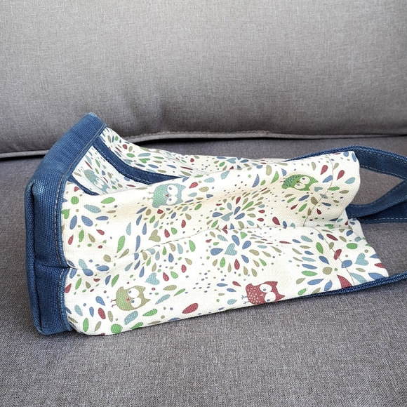 Vintage Y2k Barnes & Noble Small Child Size Tote Bag Canvas Owl Print Book Bag - Picture 11 of 11
